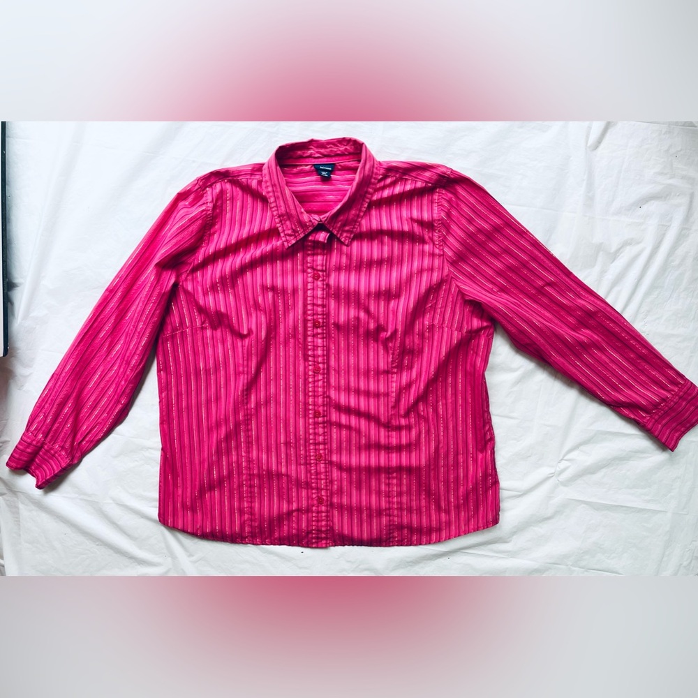Long sleeve blouse 2XL/ tiny gold stripes/ Basic Editions
